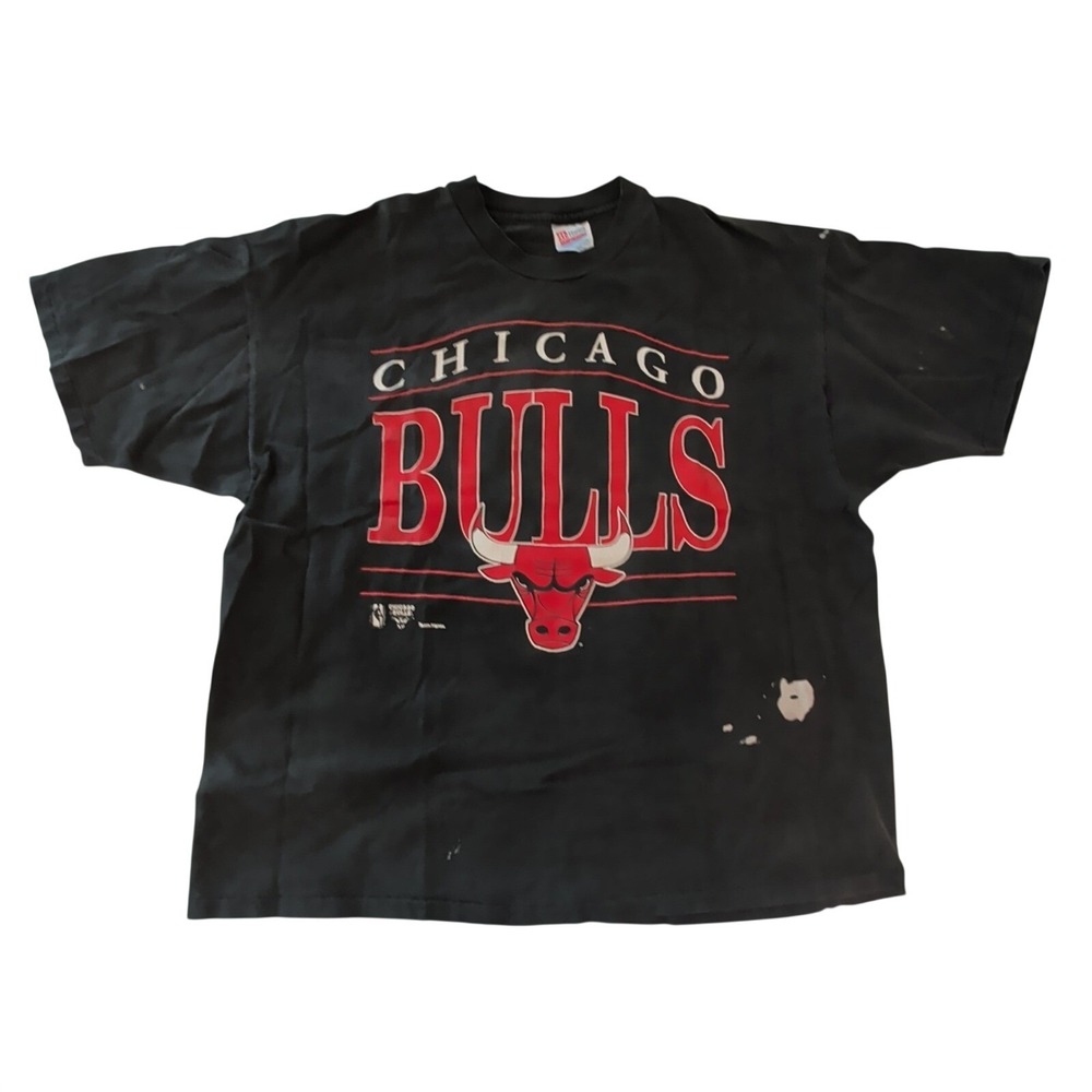 VTG 90s Hanes Chicago Bulls NBA Officially Licensed Black Graphic T-Shirt Sz XXL